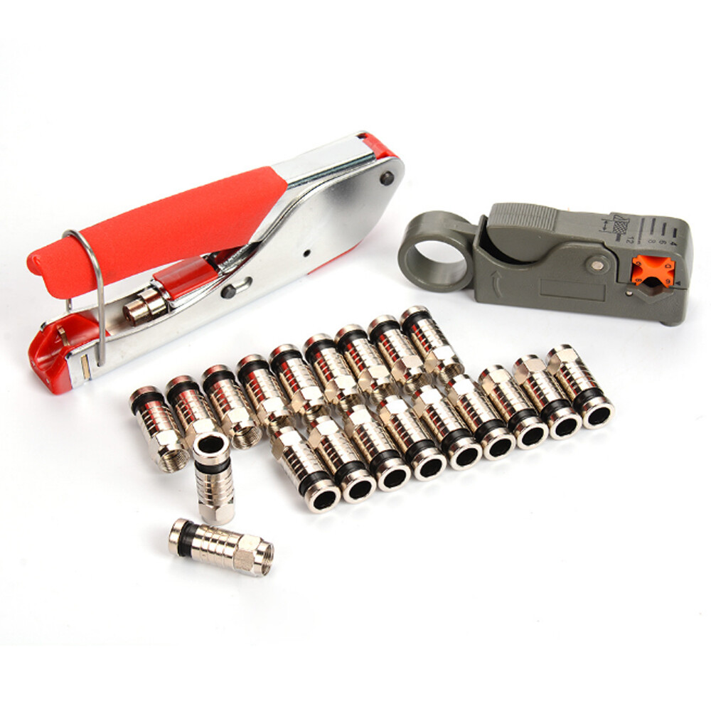 Kẹp Ép Cáp Đồng Trục Bộ Dụng Cụ Bấm Cốt & Dây Vũ Nữ Thoát Y Cho RG6 Đồng Trục Dụng Cụ Uốn Cáp Với Đầu Nối Nén