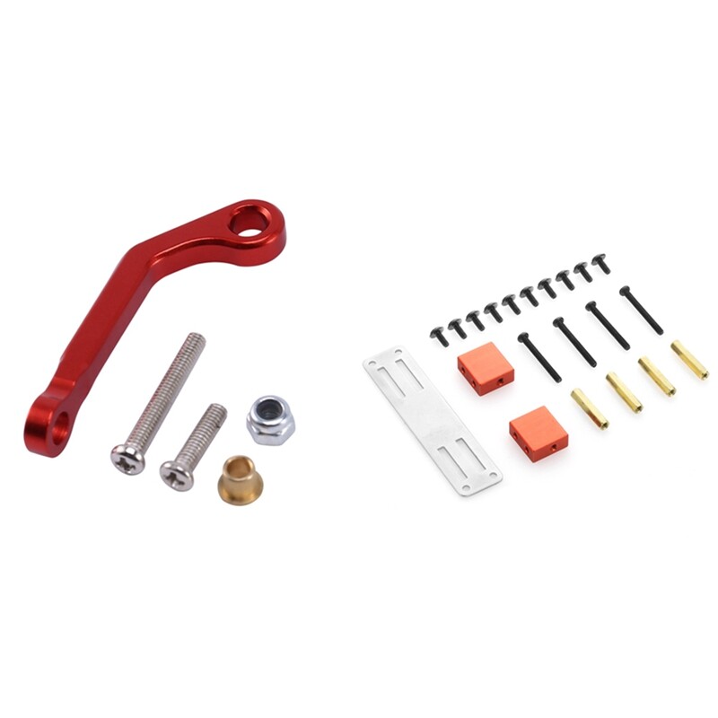 Metal Servo Pull Rod with Metal Servo Fixed Mount Bracket Kit for WPL B14 B16 B36 C24 C34 1/16 RC Truck Car