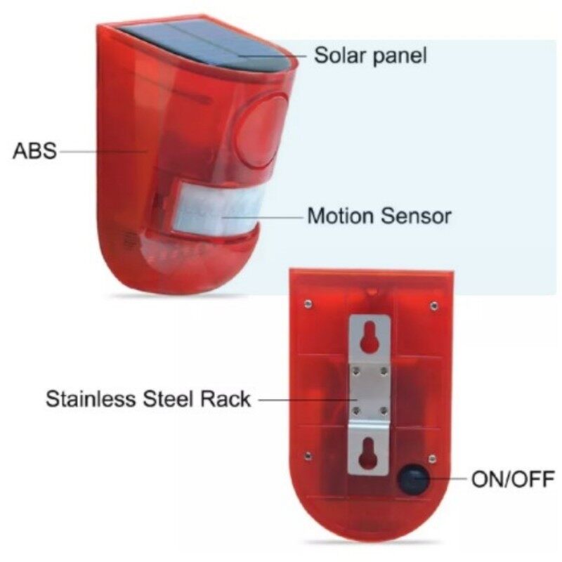 Elesky Solar Alarm Light Human Body Sensing Remote Control Security Siren IP65 PIR Motion Sensor Detector Wall Light For Home Yard Outdoor