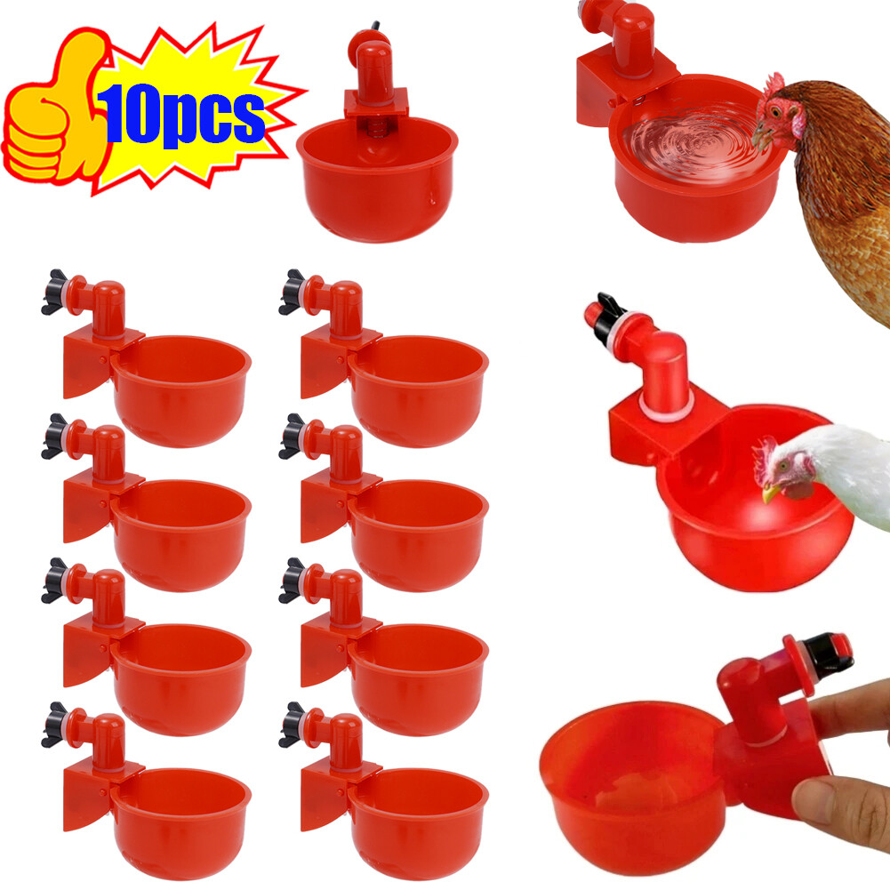 【88HomeStore】10/5 Pcs Chicken Duck Drinking Cup Automatic Drinker Chicken Feeder Plastic Poultry Farm Water Drinking Cups Easy Installation
