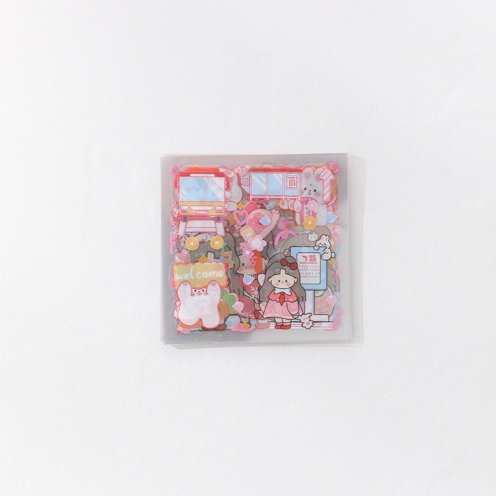 Imoda 25sheets/bag Lovely Cartoon Sticker Bag Cute Girl Transparent Waterproof Sticker Scrapbook Diary DIY Decorative Sticker Stationery