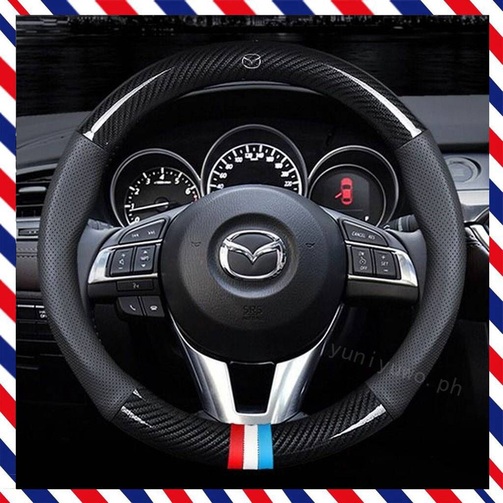 Huiyisunny for All Model Mazda Carbon Fiber Car Steering Wheel Cover Manibela Fit Mazda 2 3 6 CX3 CX5