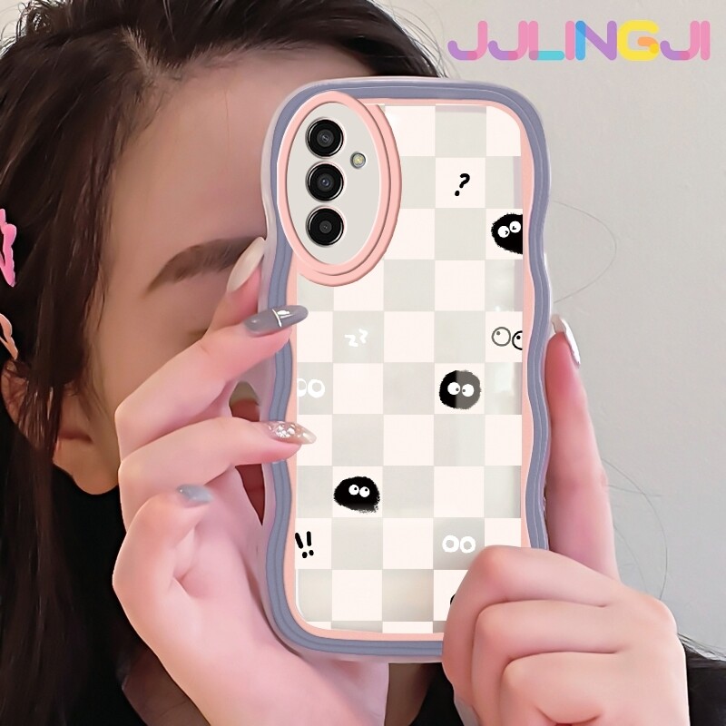 Jjlingji Case For Samsung M13 M20 M21 M30S Case Checkered Monster Pattern Colour Wave Border Soft Clear TPU Shockproof Phone Cases Precision Hole Camera Casing Wear Resistant Silica Gel Protective Cover