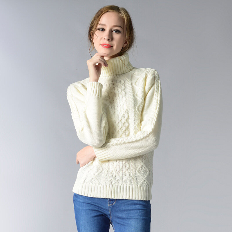 European and American Women's High-neck Knitted Sweater Sweater Long-sleeved Bottoming Shirt New Sweater