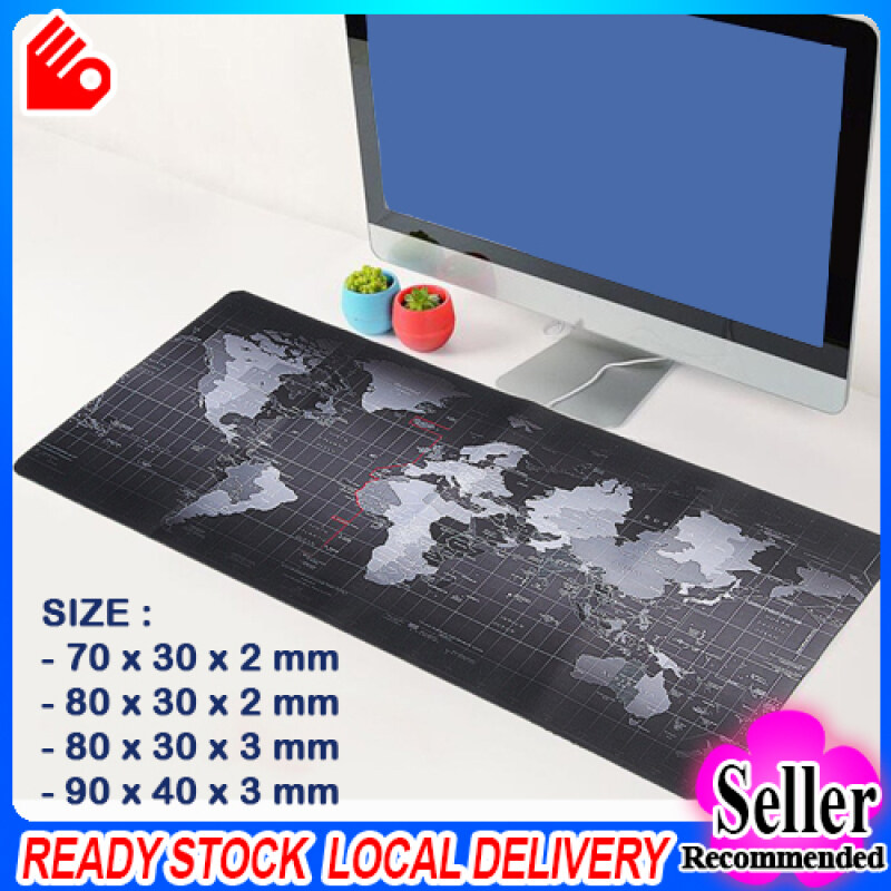 World Map 80x30cm Large Mouse Pad Gaming Mat 70x30cm 90x40cm Malaysia