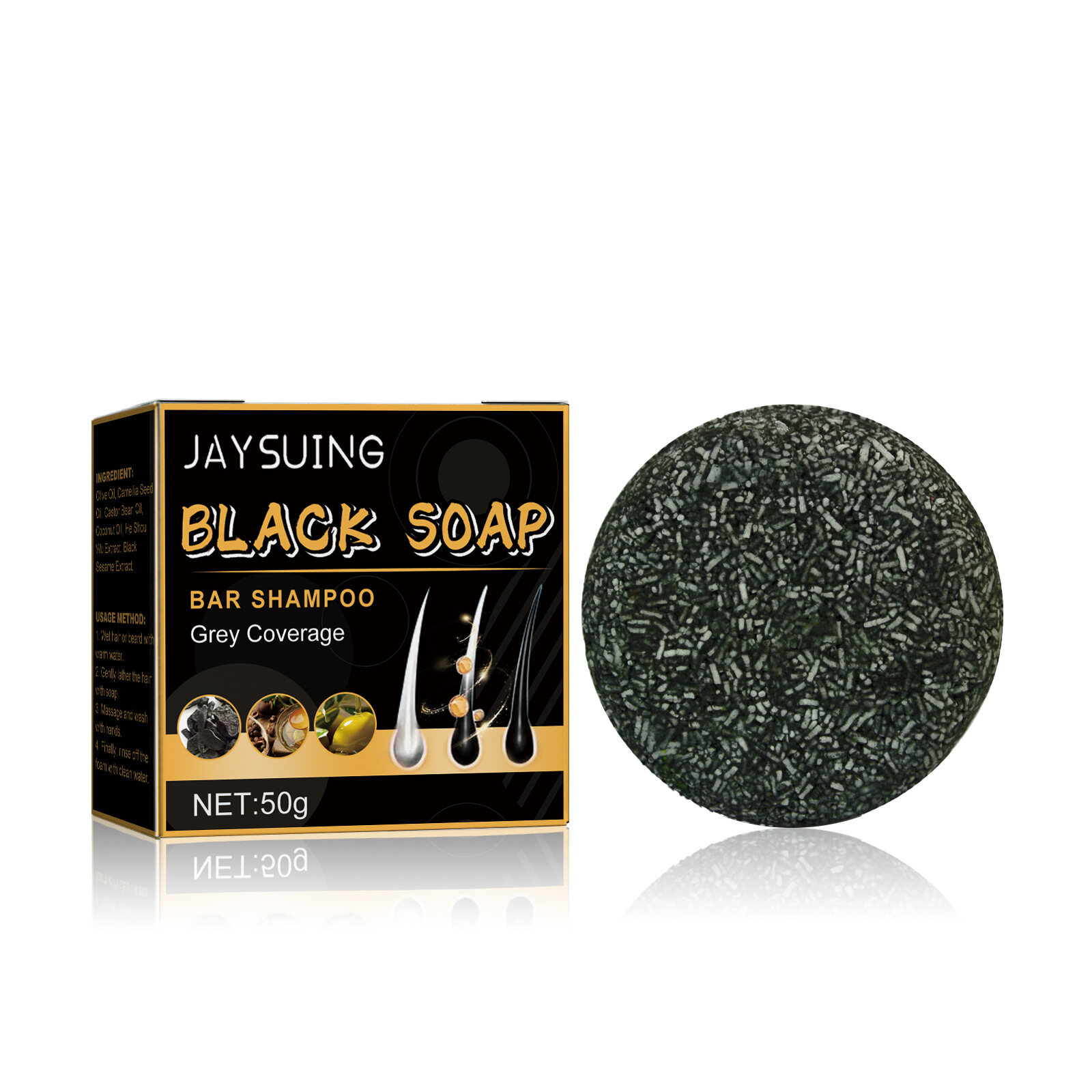 Jaysuing Black Soap Hair Darkening Shampoo Bar Repair Gray White Hair Color Dye To Black Hair Shampoo Natural Darkening Soap Hair Repair Darkening Shampoo Bar Black Soap Shampoo Solid Shampoo Gray Hair Coverage Nourishing And Moisturizing Shampoo 50g