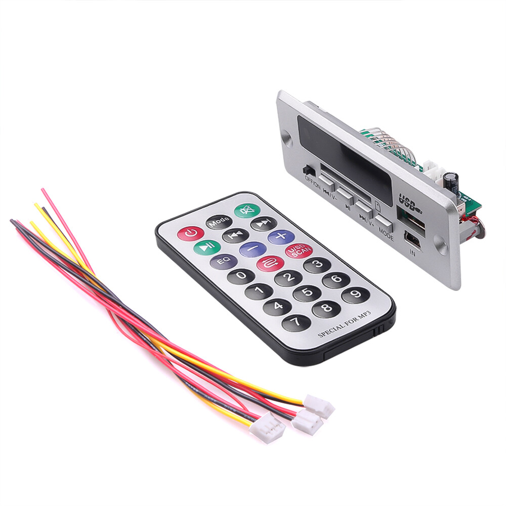 KEBETEME Bluetooth 5.0 Handsfree MP3 Decoder Board DC 12V Wireless MP3 Player Color LCD Display Car Audio Kit With Remote Controller