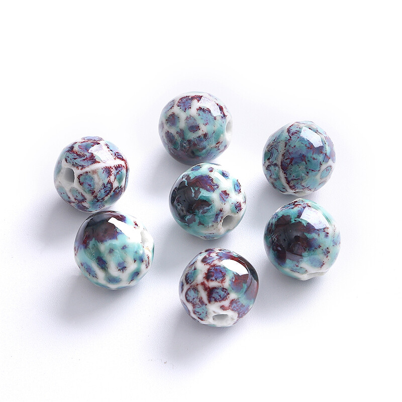 5pcs/Bag 15mm High Quality Unique Delicate Handmade Chinese Ceramic Porcelain Irregular Round Shape Beads Charm For Earring Necklace Bracelet DIY Jewerlry Craft Making Accessories