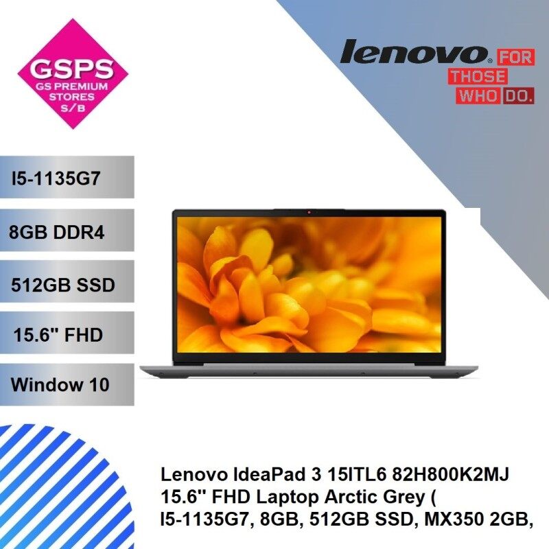 Lenovo IdeaPad 3 15ITL6 82H800K2MJ 15.6 FHD Laptop Arctic Grey ( I5-1135G7, 8GB, 512GB SSD, MX350 2GB, W10, HS ) Malaysia