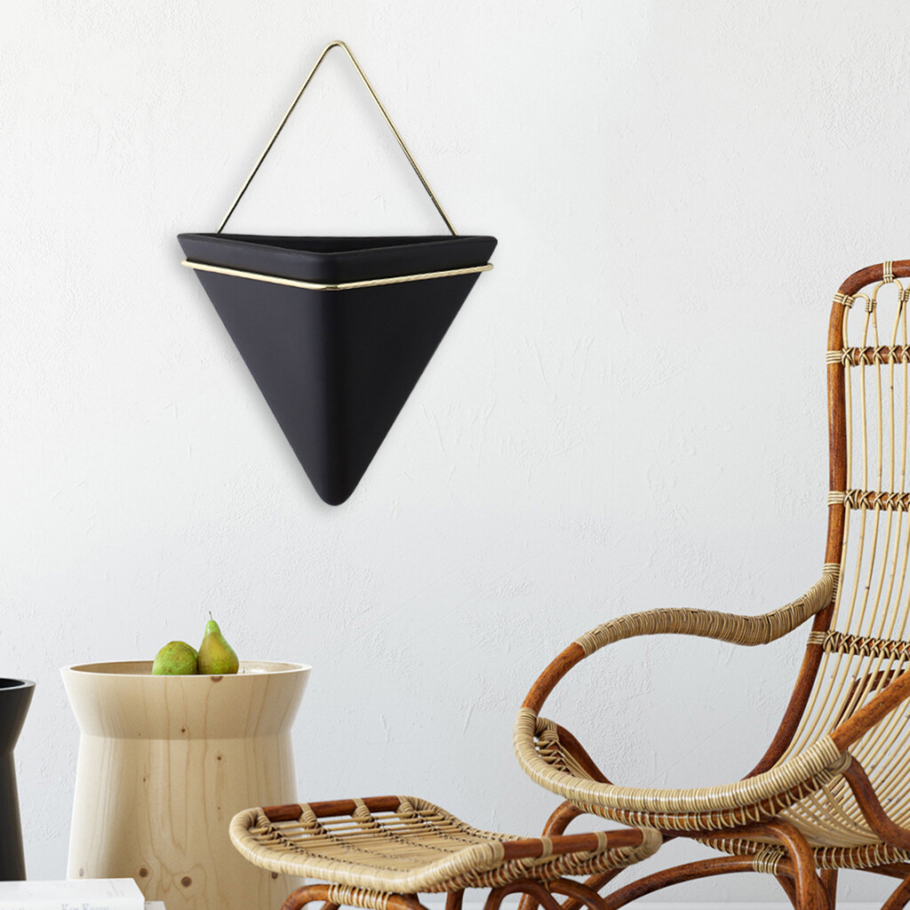 Baoblaze Triangle Wall Hanging Planter Modern Indoor Outdoor Geometric Wall Mount Succulent Flower Pot Home Office Wall Decoration