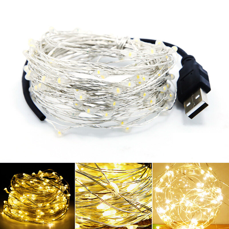 5m/10m led usb multi-mode string light copper wire string fairy light strings lights led party wedding decoration garland festival warm white 50led 100led fairy light