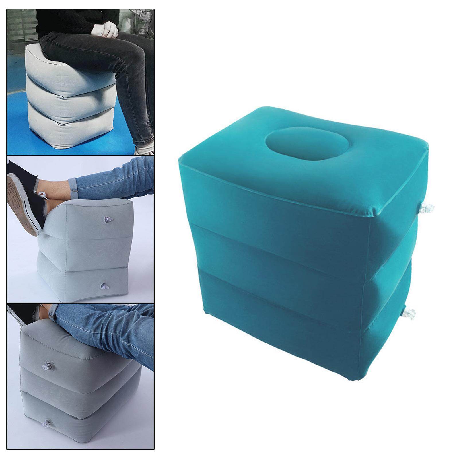ZYSoil Travel Foot Rest Pillow, Bed 3 Layers Foot Stool Adjustable Height, Portable Inflatable Foot Rest for Office Airplanes Trip