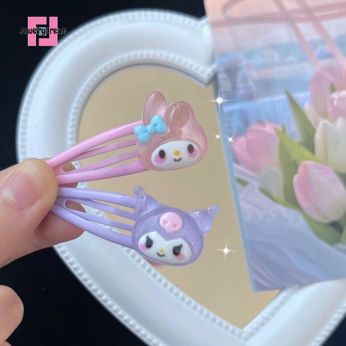 Trẻ Em Trong Suốt Sanrio Giai Điệu Kuromi Kẹp tóc càng cua Dễ Thương vịt hoạt hình Miệng BB Barrettes Cho Cô Gái