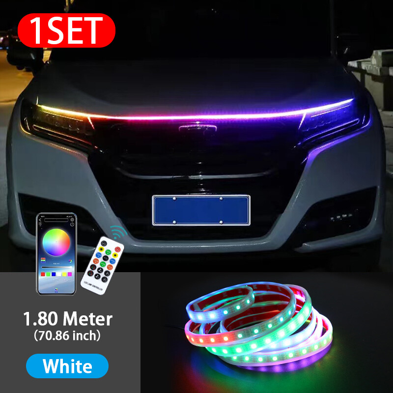 12V Car Led Light Strip for Hood Flexible Decoration Strip Light Universal Fit for Most Vehicles