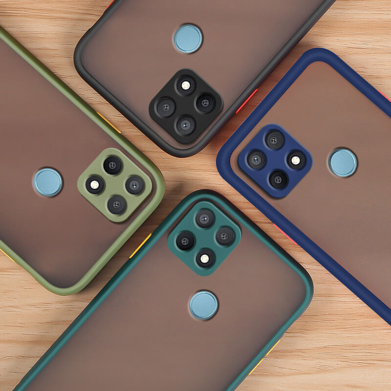 YBD Precision camera protection case For Oppo A15 2020 A15S Casing multiple colour Matte Hard PC Back Cover Shockproof Phone Case