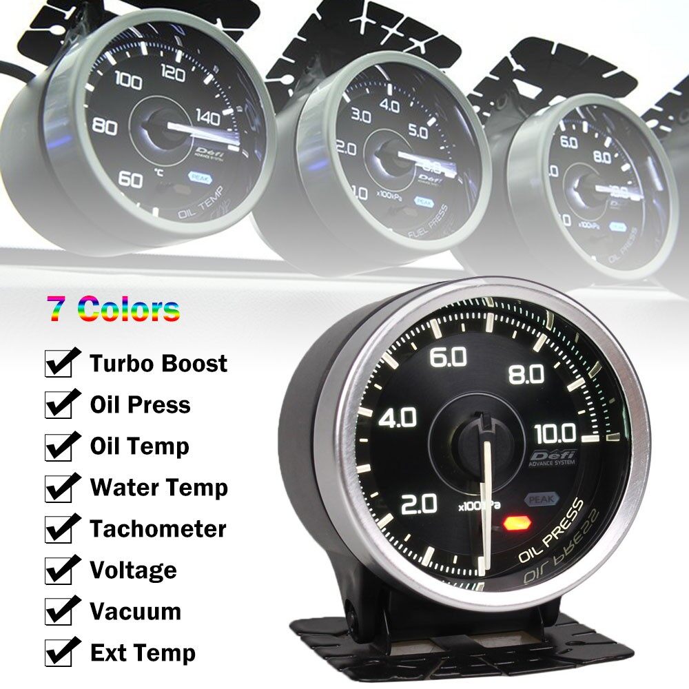 Defi Advance A1 60mm Defi Meter 7 Colors Water Temp Gauge Oil Temp /Turbo Boost / Oil Pressure / Voltage Gauge