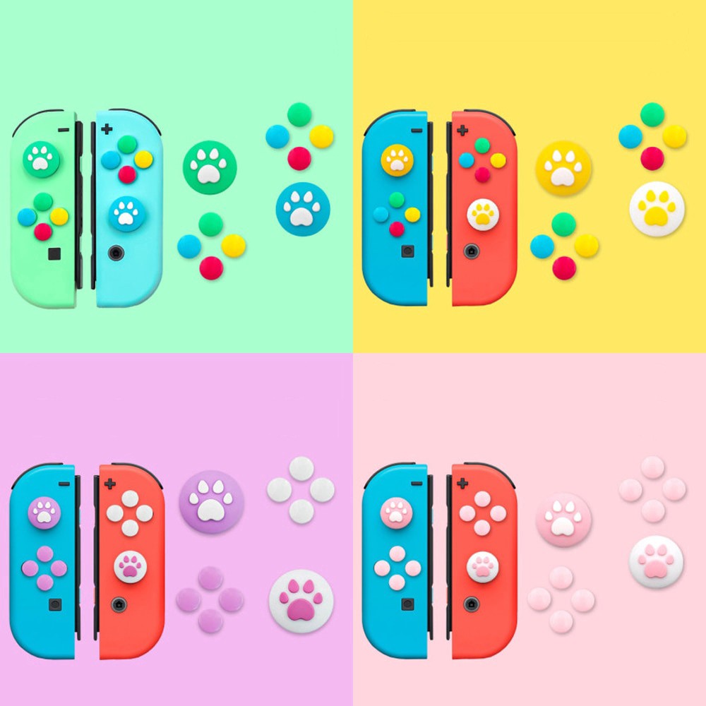 Cho Nintendo Switch Cần Điều Khiển Joy Con Miếng Dán Chìa Khóa ABXY Nút, Nắp Kẹp Ngón Tay Cái, Bộ Điều Khiển Vỏ Bảo Vệ Ốp Lưng Nhiều Màu Sắc