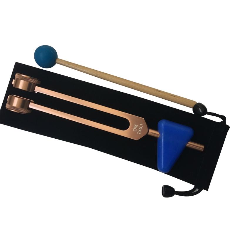 OM 136.1 Hz Tuning Forks Set Chakra Tuning Fork Sound Healing Fork Crystal Fork Tuning Therapy Tool All In A pouch & Wooden Striker