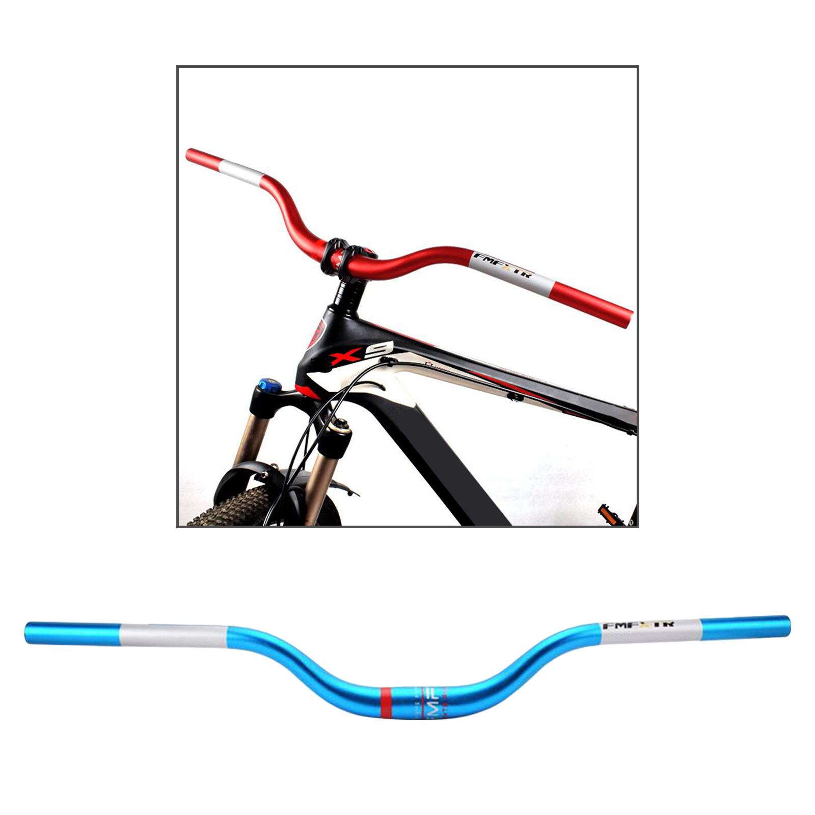 Fityle Mountain Bike Handlebar 31.8mm 720mm Extra Long Riser Bar Alloy Black