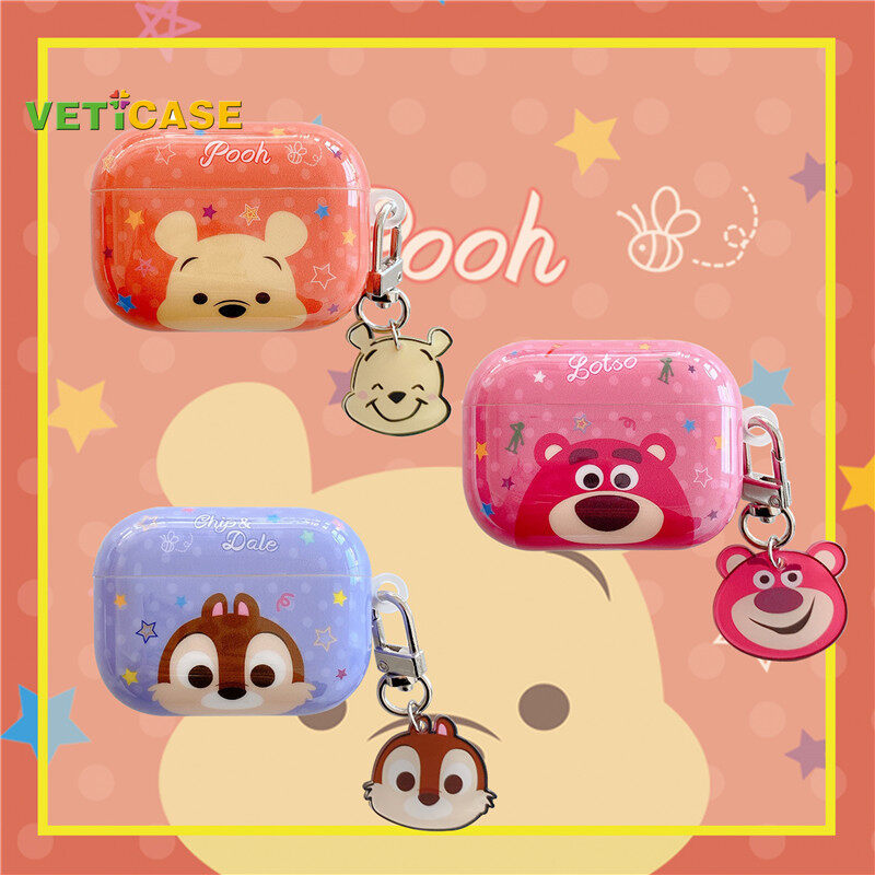 Cartoon Losto Bear Cute Squirrel Earphone Case for Apple AirPods Pro AirPods 1 2 3 Pro2 Silicone Soft Cover Headphone Air Pods Casing Pouch Protective AirPod Accessories Red Blue Orange