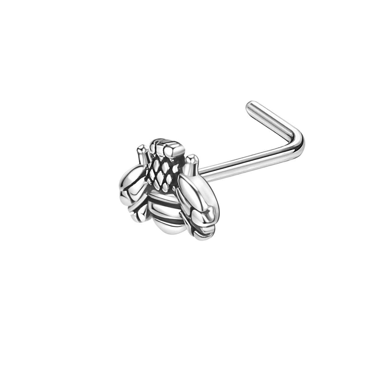ZS 1 Piece 20G Copper Nose Piercings Bee Flower Butterfly Stainless Steel Nose Studs L Shape Crystal Nose Ring Cubic Zircon Nostril Fashion Piercing Jewelry