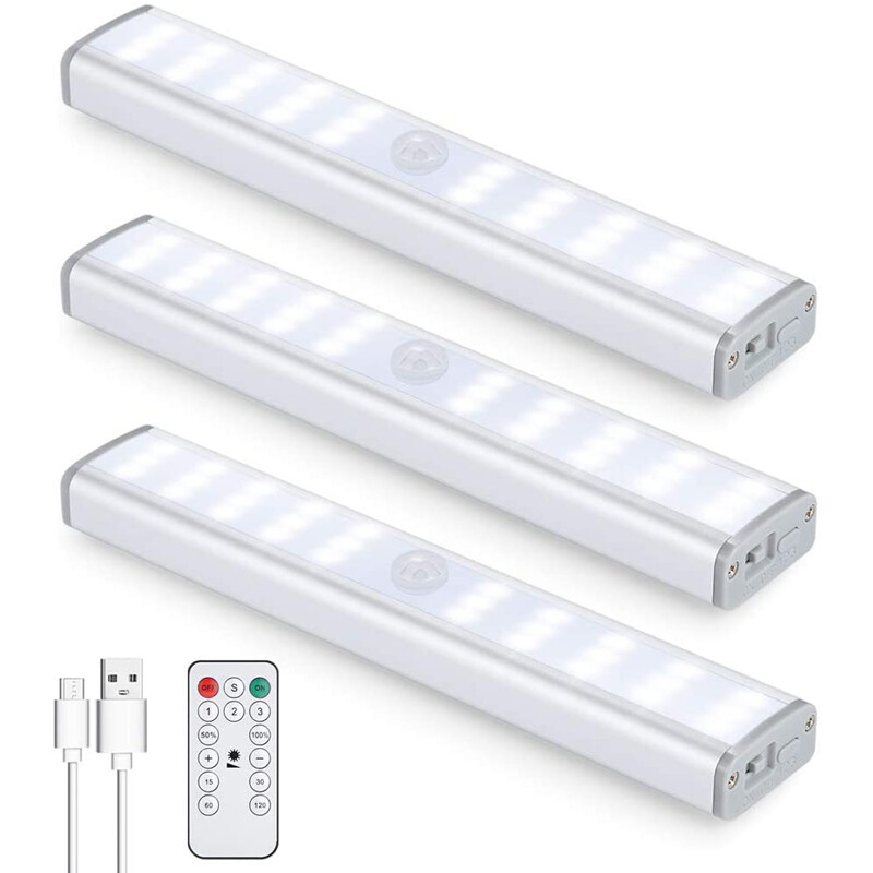 Evertoner 30led Motion Sensor Closet Light Rechargeable Wireless Under Cabinet Lighting With Remote Stick On Portable Under Counter Shelf Magnetic Light Bar For Kitchen Wardrobe Lazada Singapore