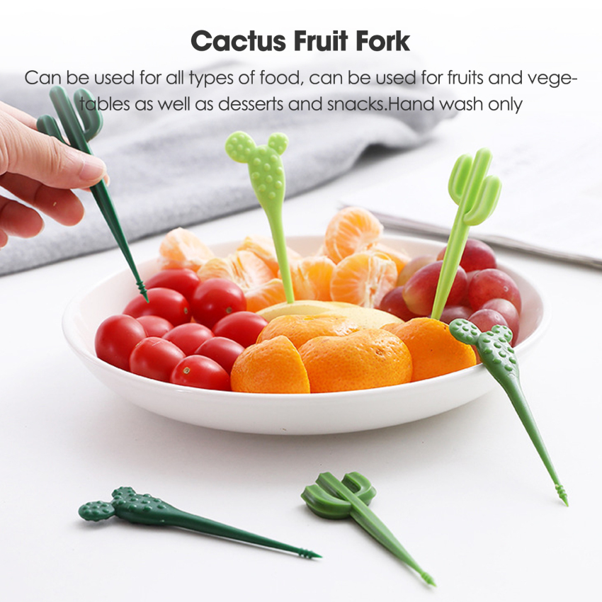 Cute Cactus Food Fruit Picks Forks, Mini Cute Cartoon Toothpick Sticks Decor for Kids Party Bento Lunch Box Sandwich Appetizer Pastry Decorative Cupcake Baby Dessert Cocktail