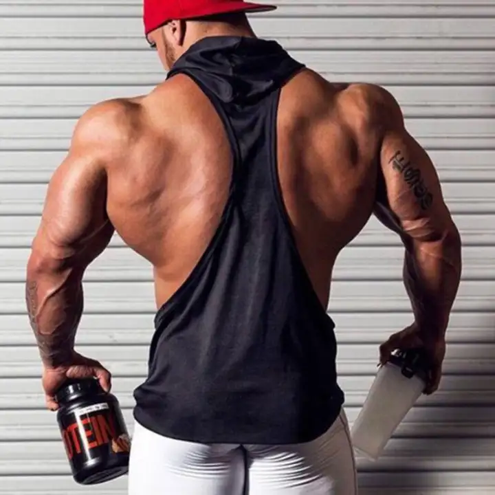 mens gym sleeveless hoodie