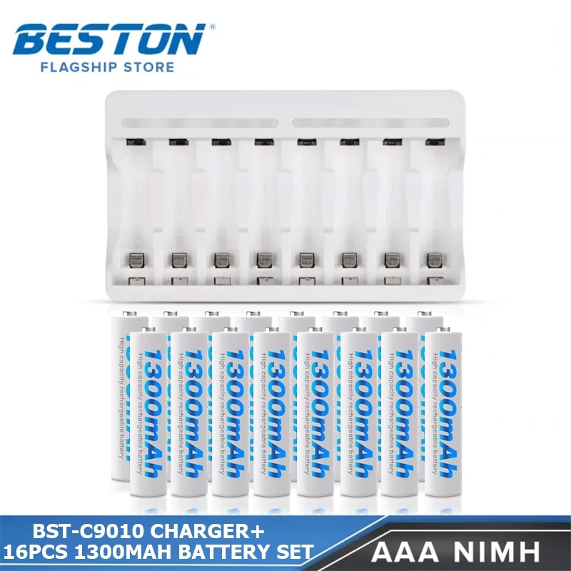 Beston C9010 8 Channel Smart Fast Charger With AA and AAA Rechargeable ...