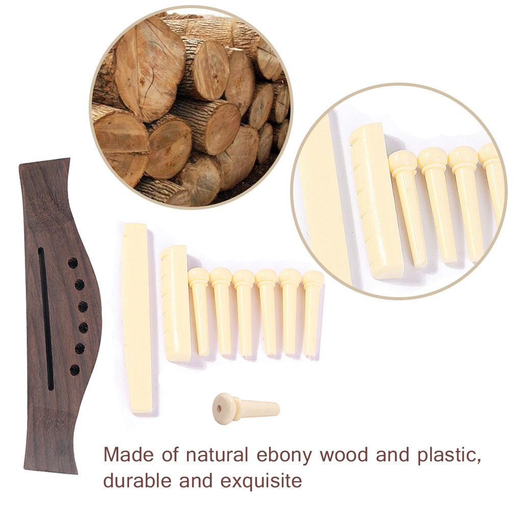 Cây Cầu Gỗ Hồng Mộc Đàn Guitar Dân Gian Baoblade + Chân Cầu Xương Bộ Đai Ốc Yên Ngựa
