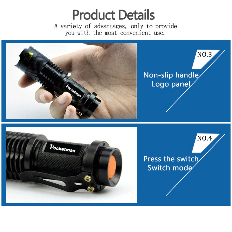 Original T6 Rechargeable Flashlight Waterproof Bright Mini L2 LED Flashlight Q5  LED Torchlight Adjustable Focus Zoom Outoor Flash Light Lamp Use 14500 or 18650 For Camping bicycle light Ultra Bright flashlight