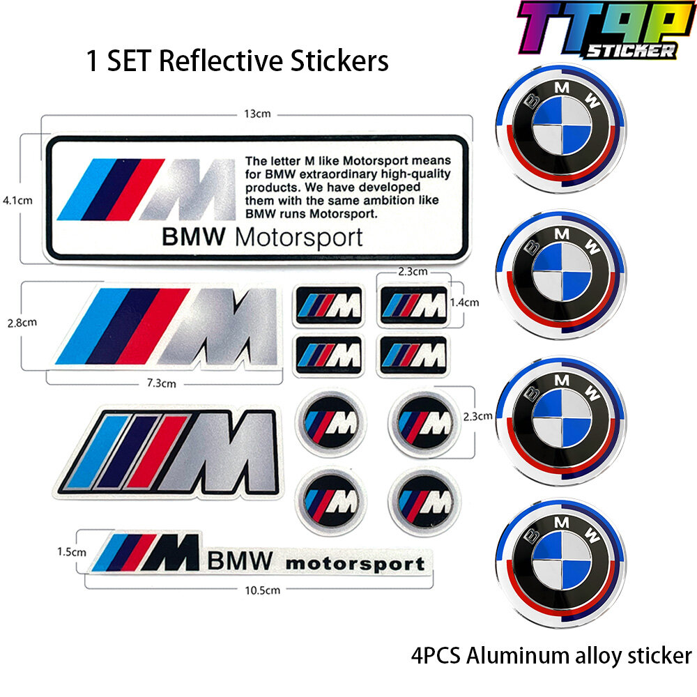 Reflective Car Emblem Badge Sticker Decals for BMW Motorsport M Performance