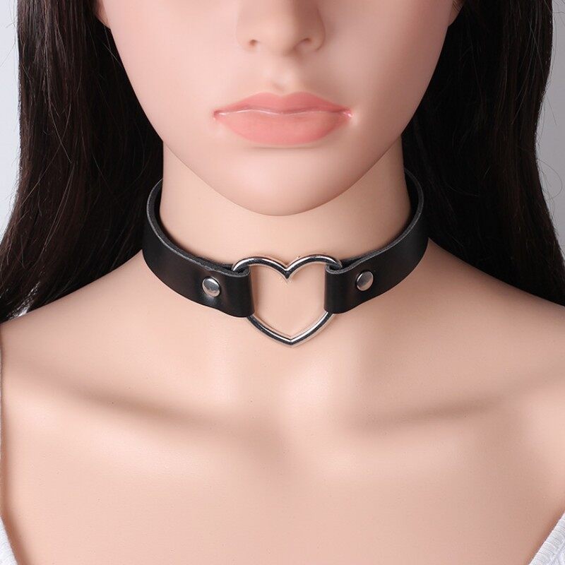 Lovely Girls House♡】โกธิค Choker สร้อยคอสำหรับผู้หญิงสาว Rivet หนังร็อคฮิปฮอปพังก์คอปลอกคอสีดำ 6409