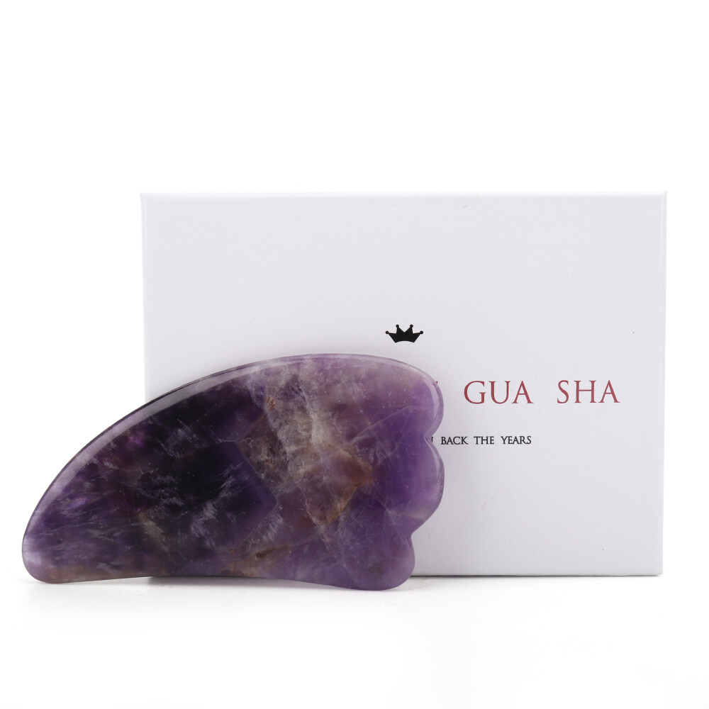 DECINIEE 1 Pcs Natural Jade Massager Guasha Board Scraper Purple Crystal Face Lift Massager GuaSha Scraping Massage Anti-wrinkle