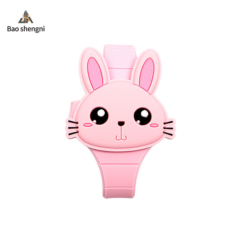 Phim hoạt hình Đồng hồ lật thỏ Đồ chơi điện tử đồng hồ Silicone xem trẻ em thể thao LED đồng hồ điện tử