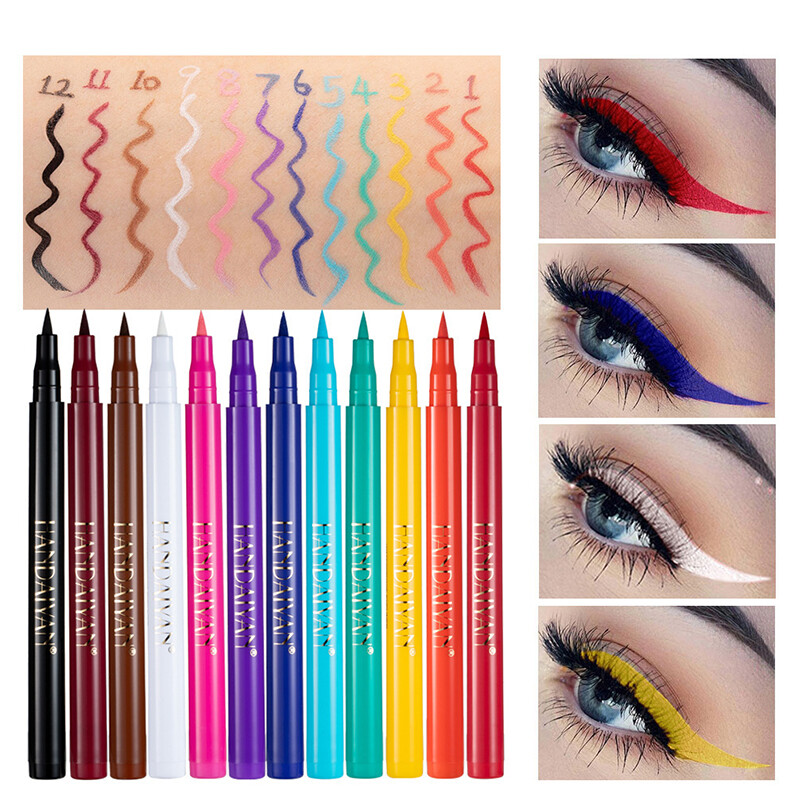 12 Cái/Bộ Bút Kẻ Mắt Dạng Lỏng Bút Kẻ Mắt Màu MatteWaterproofLong Lasting