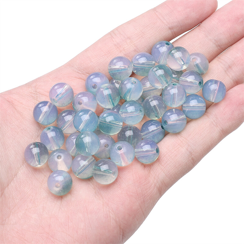 30pcs/Bag 10mm Opal Glass Round Spacer Beads for Necklace Bracelet DIY Jewelry Craft Making Accessories