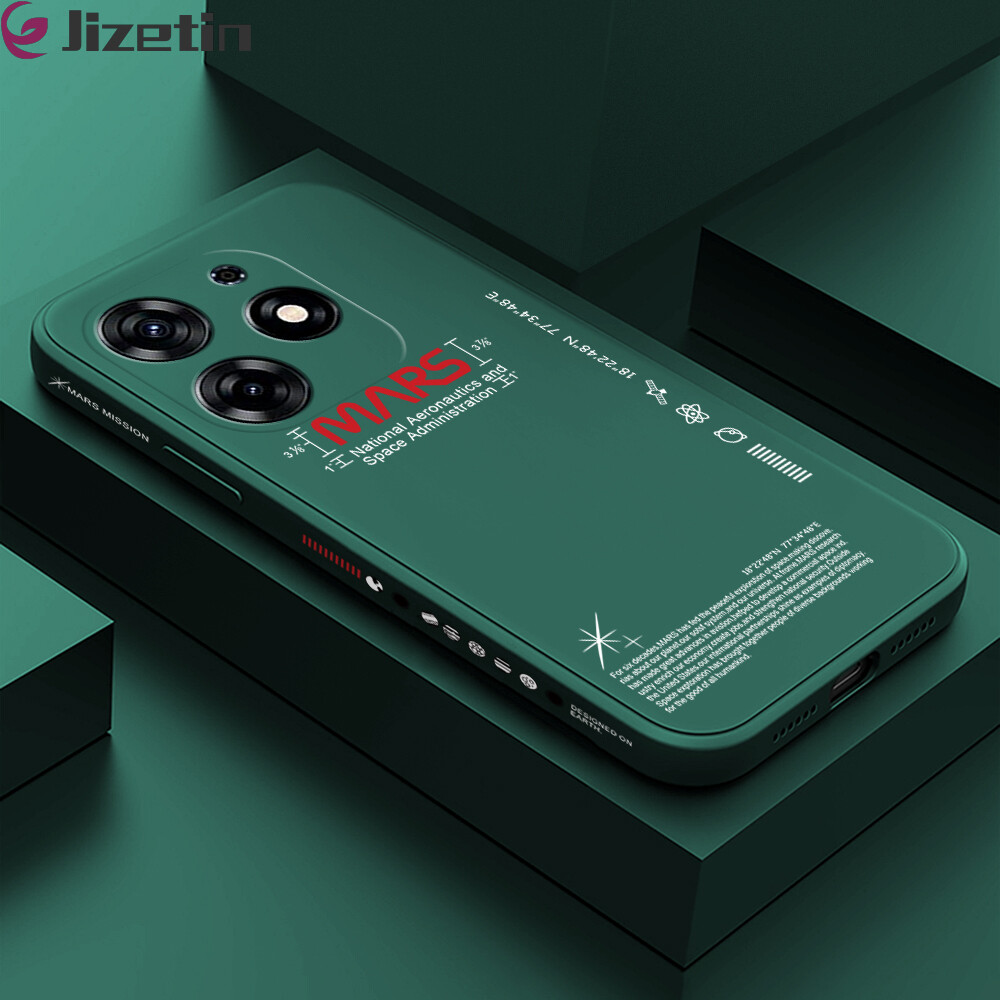 Jizetin Silicone Casing For Tecno Spark 10 Pro New NASA Design Side Design Phone Case Square Edge Pattern Liquid Silicone Casing Full Cover Camera Soft Protection Case