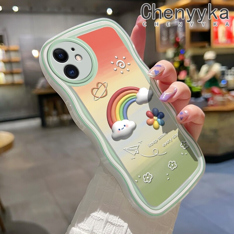 chenyyka Casing For Realme 8 Realme 8 Pro Case Cartoon Sun Rainbow Flowers Pattern Wave Border Soft Clear Shockproof Phone Cases Creative Camera Transparent Casing Silica Gel Protective Cover