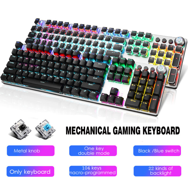 AULA F2088 108Key USB Gaming Mechanical Keyboard Blue/Black Switch Black/Punk Type Anti-ghosting Keyboard RGB Backlight With Multimedia Knob for PC Gamer Singapore