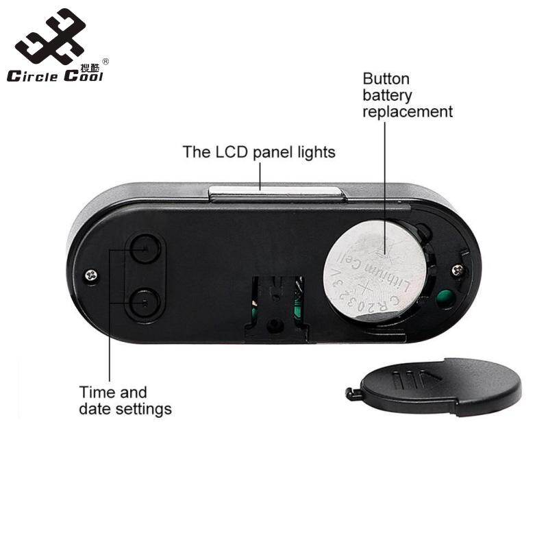 Circle Cool Car Mini Electronic Clock Time Watch Auto Dashboard Clocks Luminous Thermometer Black Digital Display Car Accessories