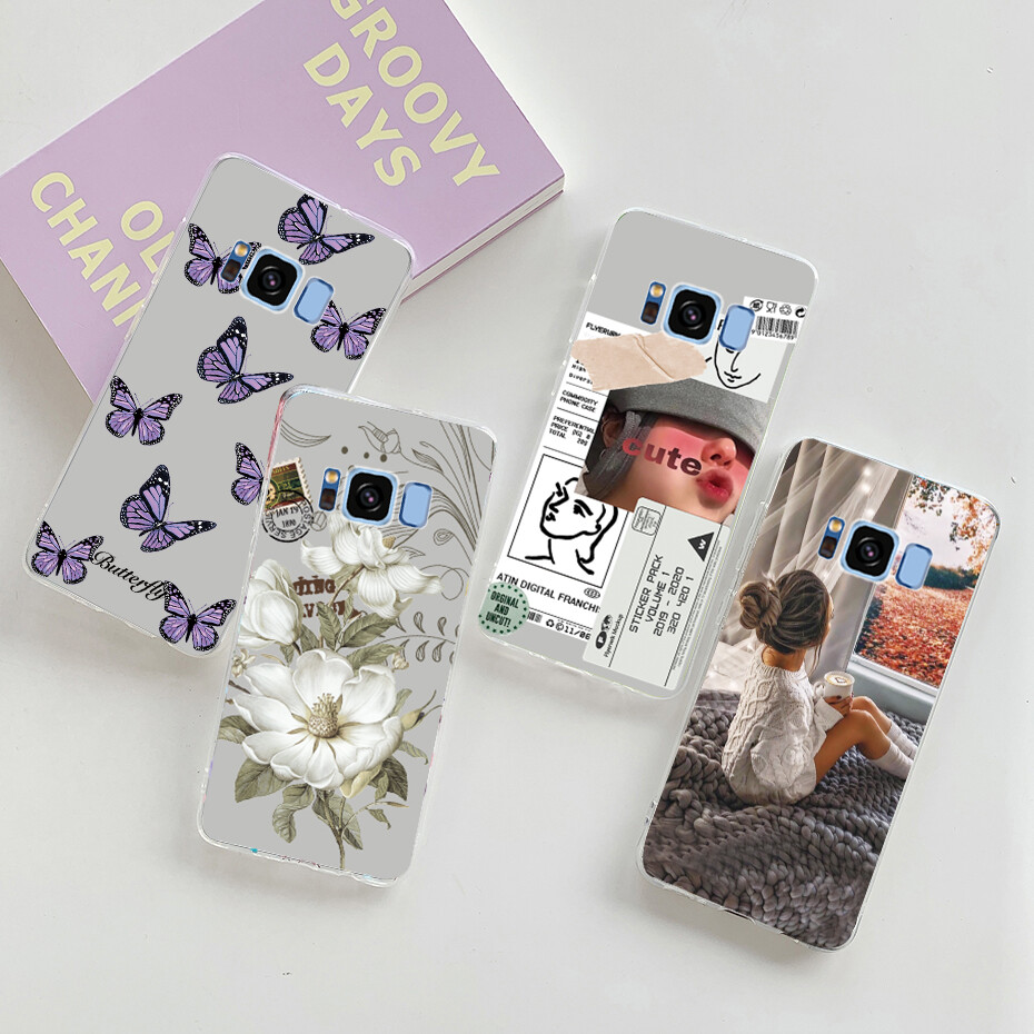 For samsung galaxy s8+/ s8 plus phone case clear soft tpu cute painted silicone bumper case cover