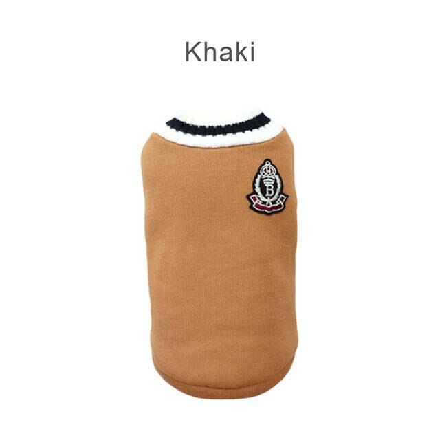 【MQQ】Dog Cat Sweater Preppy Style V-neck Striped Vest Pet Puppy Winter Warm Clothes Apperal for Dogs Cats XS-5XL