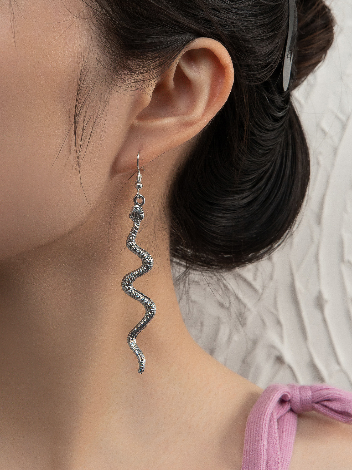 1 cặp bông tai bạc cổ hình con rắn của nữ cá tính