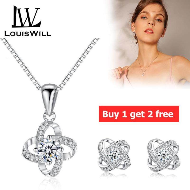 Louiswill Bộ Vòng Cổ 4 Trong 1 Trang Sức Nữ Bốn Mặt Dây Chuyền Cỏ Ba Lá Vòng Cổ Dây Đeo Ôm Sát Cổ Hạt Bông Tai Đặt Món Quà May Mắn Thời Trang Cho Bạn Gái