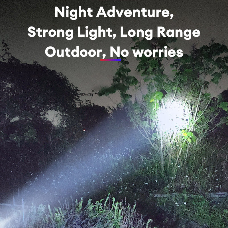 LED flashlight strong light solar power supply USB rechargeable portable small flashlight work light outdoor super bright multi-function emergency light