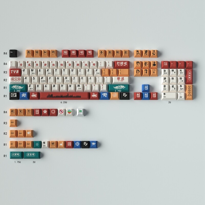 【Keycap Only】Retro Hong Kong Theme Keycap GMK Keycap Cherry Profile PBT DYE-SUB Keycaps For Mechanic