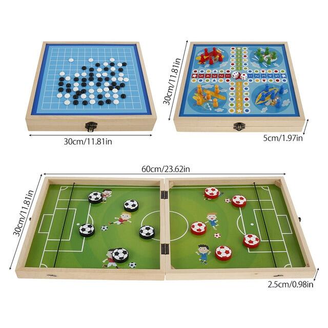 พับ3in1 Foosball ผู้ชนะเกมกระดานตารางฮอกกี้เกม Catapult หมากรุกหมากรุกบินเด็กของเล่นสำหรับสัตว์เลี้ยงเกมปาร์ตี้