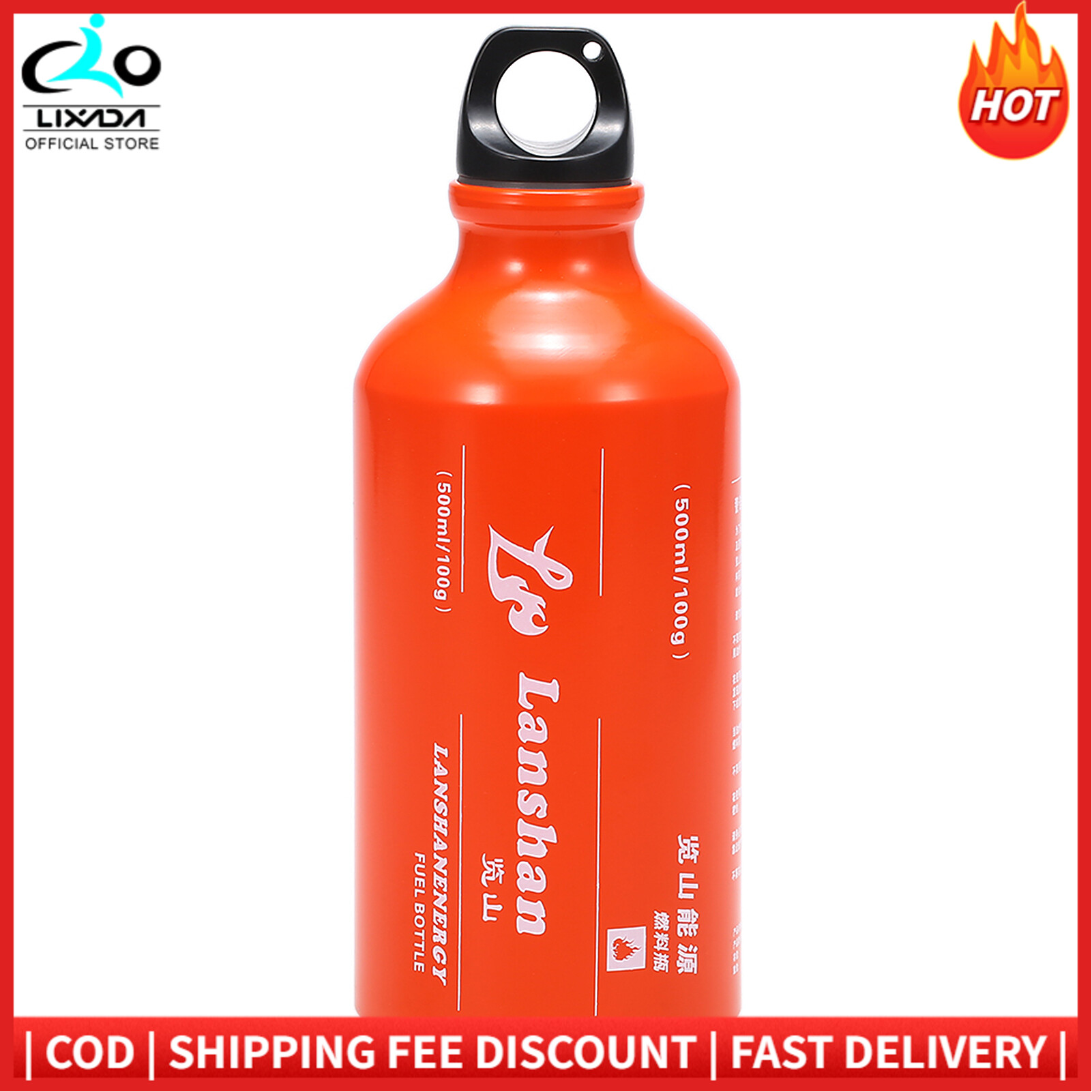 500ml Gasoline Fuel Bottle Petrol Kerosene Al-cohol Liquid G-as Tank Fuel Storage Bottle for Outdoor Camping Multi Fuel Oil Stove