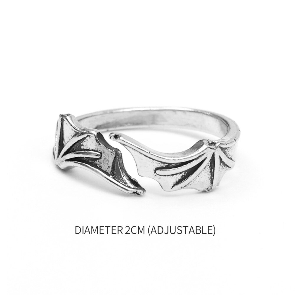 2Pcs Angels and Demons Wings Rings Small Vintage Open Rings Couples Rings